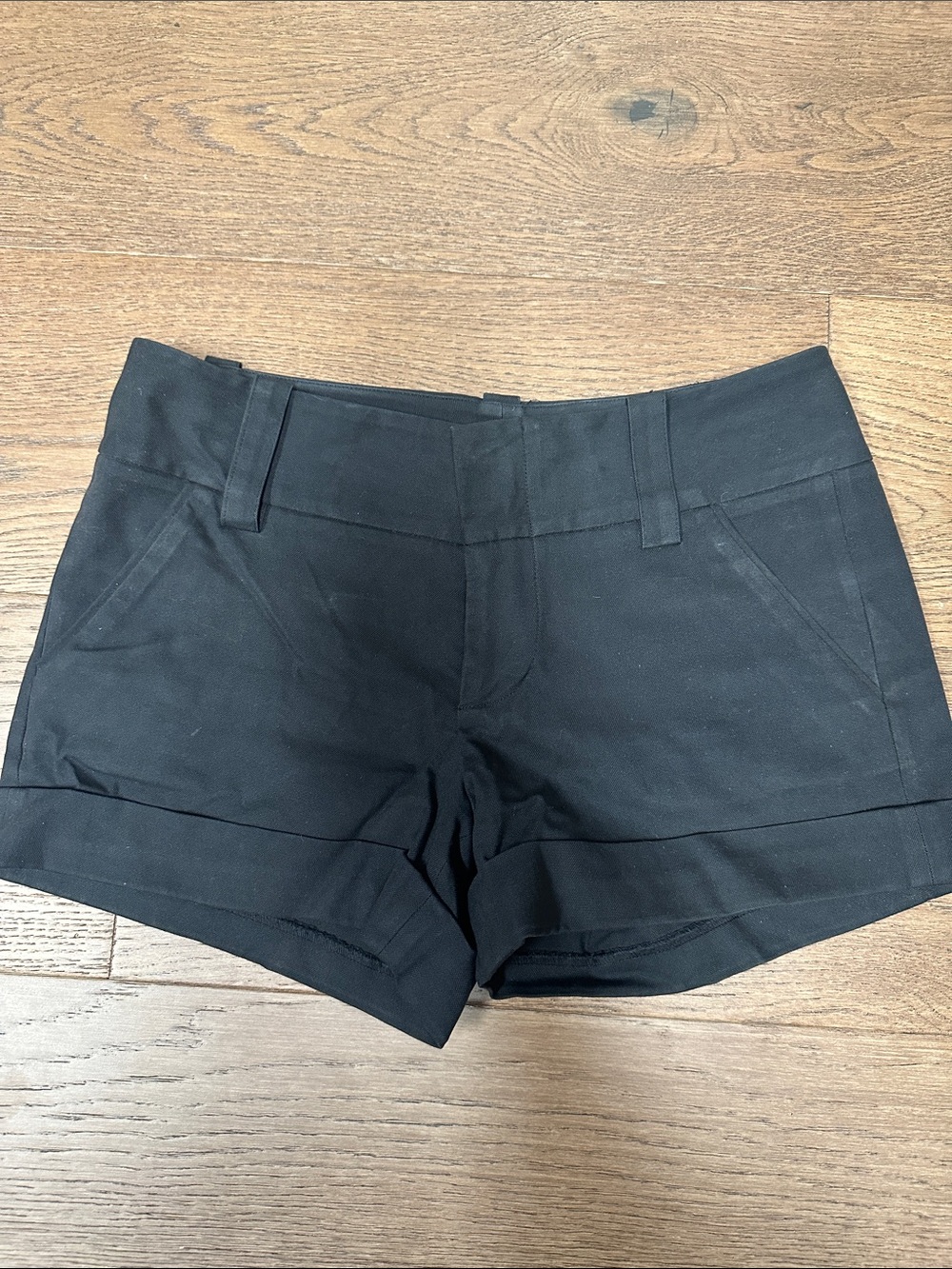 Alice + Olivia Black Tailored Cuffed Shorts